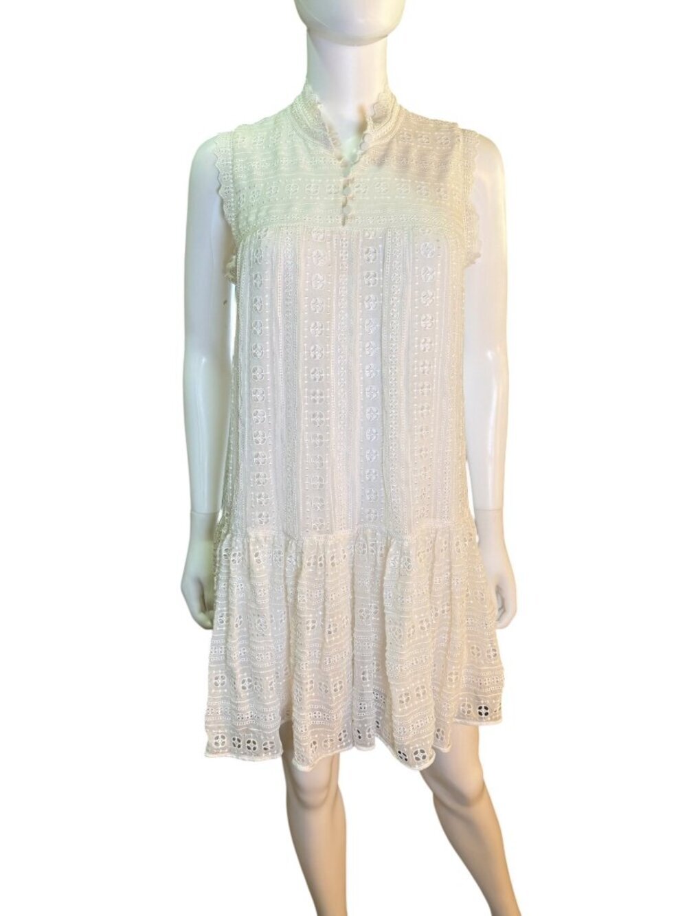 Rebecca Taylor White Silk Embroidered Lace Mini Dress Bridal Wedding Size 6 EUC